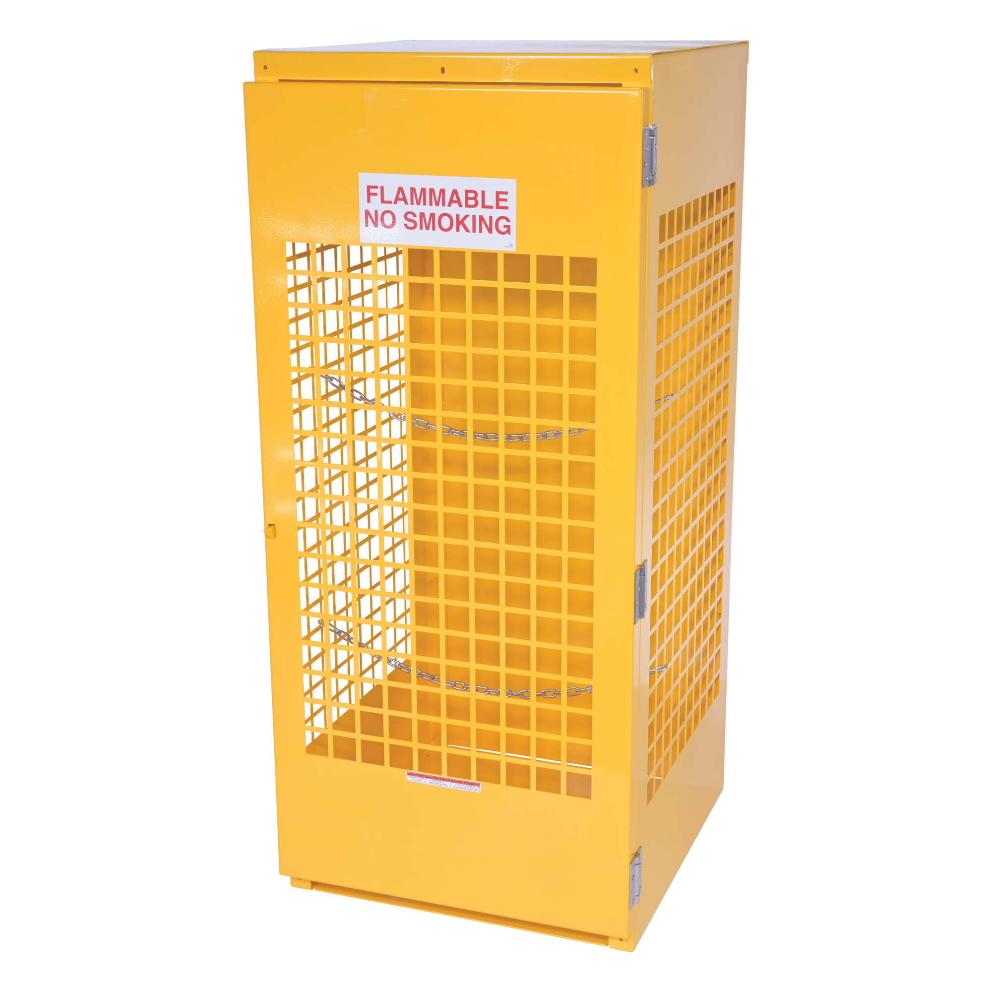 Vestil Vertical Cylinder Cabinet - 68.25in. Height, 30in. Width, 5-10 Cylinder Capacity, Steel, Yellow, Lockable, Model# CYL-V-510
